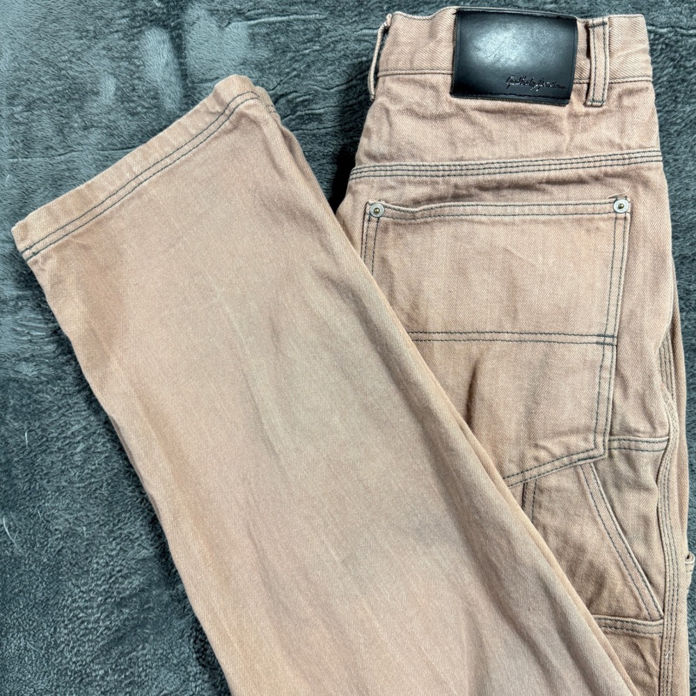 GB Jeans Carpenter Pants Mens 34 Salmon Pink‎ Sun Faded Utility Straight Leg